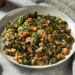 Southern style collard greens with onions and bacon